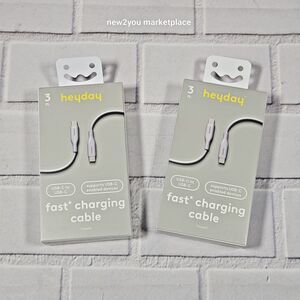 2 lot Heyday 3 FT Fast Charging Cable Iphone/ Ipad-Samsung USB-C To USB-C, Gray